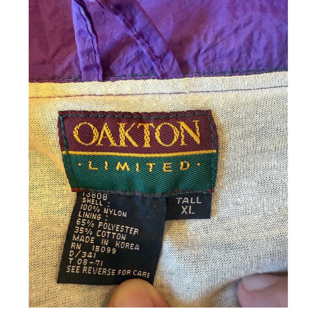 Oakton Limited Vintage Purple Green Ful Zip Windbreaker Jacket Coat Men XL - Picture 4 of 8